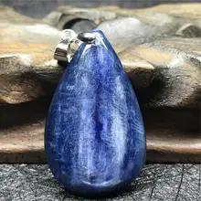 Натуральный Синий Кианит бусины кулон для женщин леди капли воды камень 35x22x5 мм Кристалл 925 серебро красота ювелирные изделия AAAAA