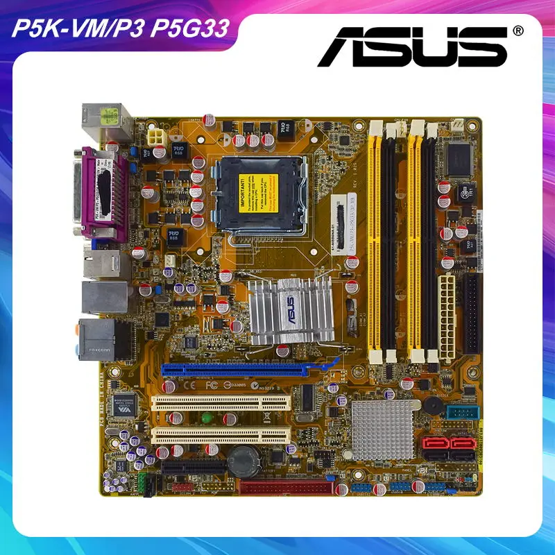 ASUS P5K-VM/P3 P5G33 LGA 775 материнская плата G33 Материнская Intel DDR2 8 ГБ ОЗУ PCI-E x16 поддержка Core2