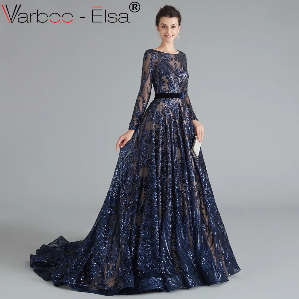 VARBOO_ELSA роскошное вечернее платье кружевное с блестками женское вечернее платье длинные мусульманские Вечерние платья вечерние длинные платья для помолвки