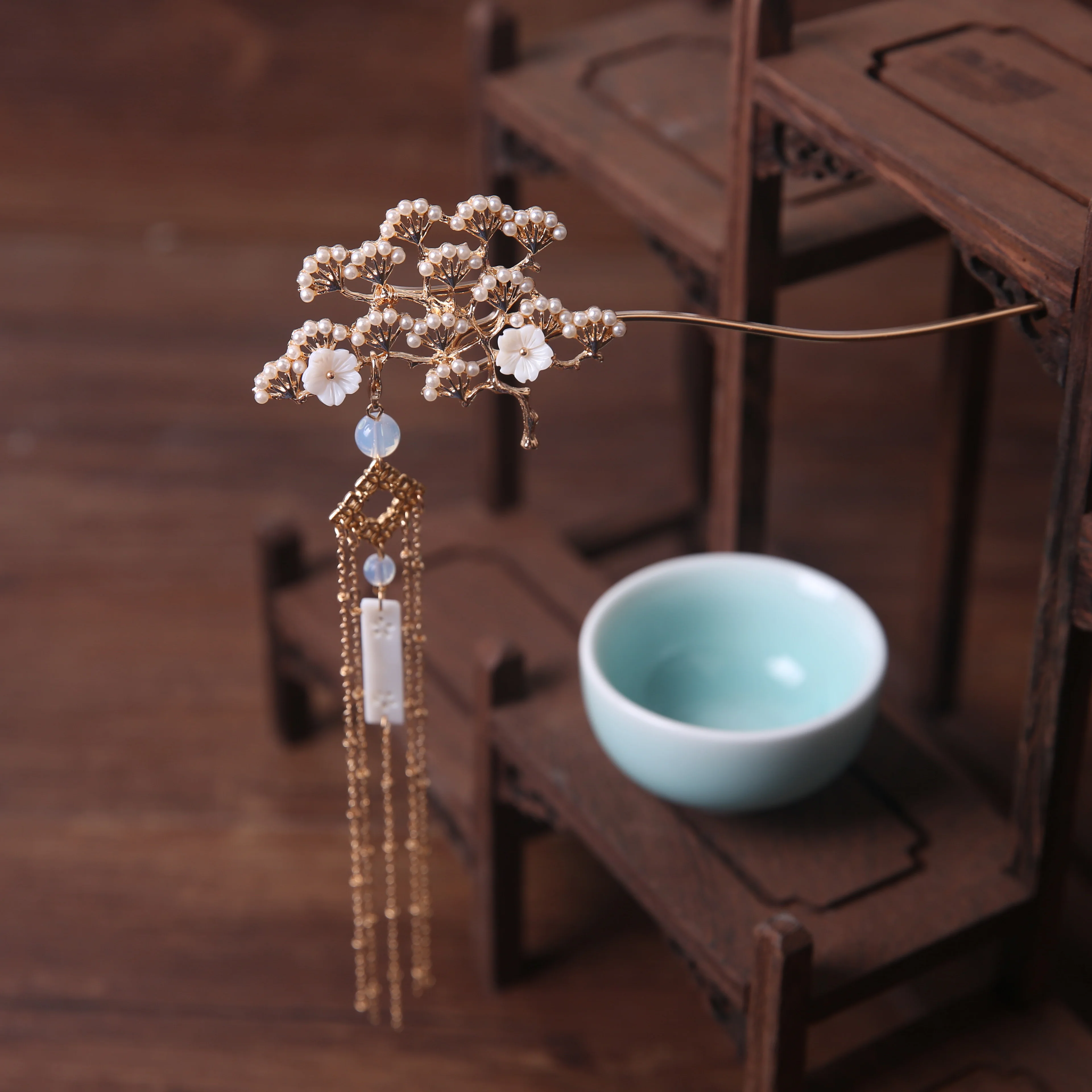 Классический головной убор Hanfu аксессуары для волос Kanzashi кисточка шпилька оболочка Hanfu Шпилька, которая сотрясается при ходьбе гребень-заколка головной убор украшения для волос
