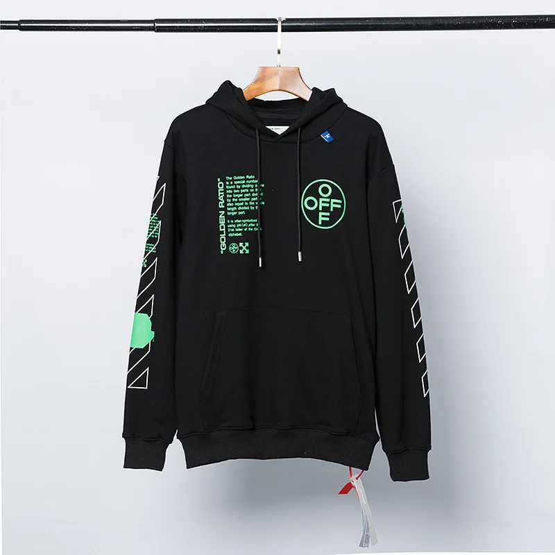 Бело-OW буква, стрелка принт с одной и той же толстовка с капюшоном
