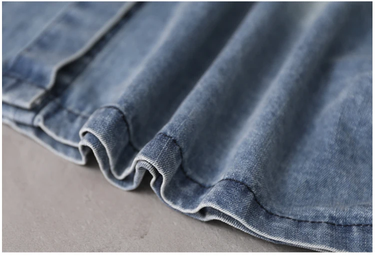 Женская новая осенняя и весенняя Корейская стильная рубашка большого размера из джинсовой ткани со складками