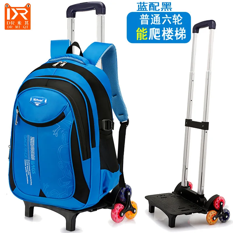 6 wheel blue Рюкзаки для детей, школьные сумки Mochila, детская тележка с колесом, багаж для девочек и мальчиков, рюкзак Escolar Backbag, школьный рюкзак - Цвет: 6 wheel blue