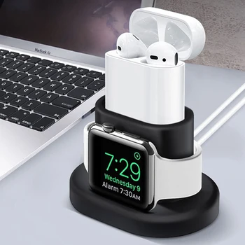 

Charging Dock Stand Holder for Airpods 1 2 &Apple Watch Silicone Mini Portable Desk Charging Base iWatch Wireless Charge Station