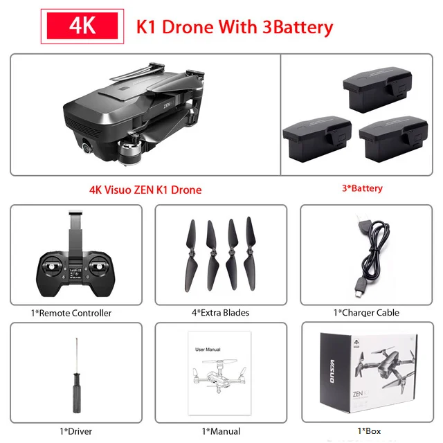 K1 RC Drone GPS with 4K HD Camera Gesture Control 5G Wifi FPV Brushless Flight Time 28mins Foldable Quadcopter Toy For Kids - Цвет: 4K 3B Box