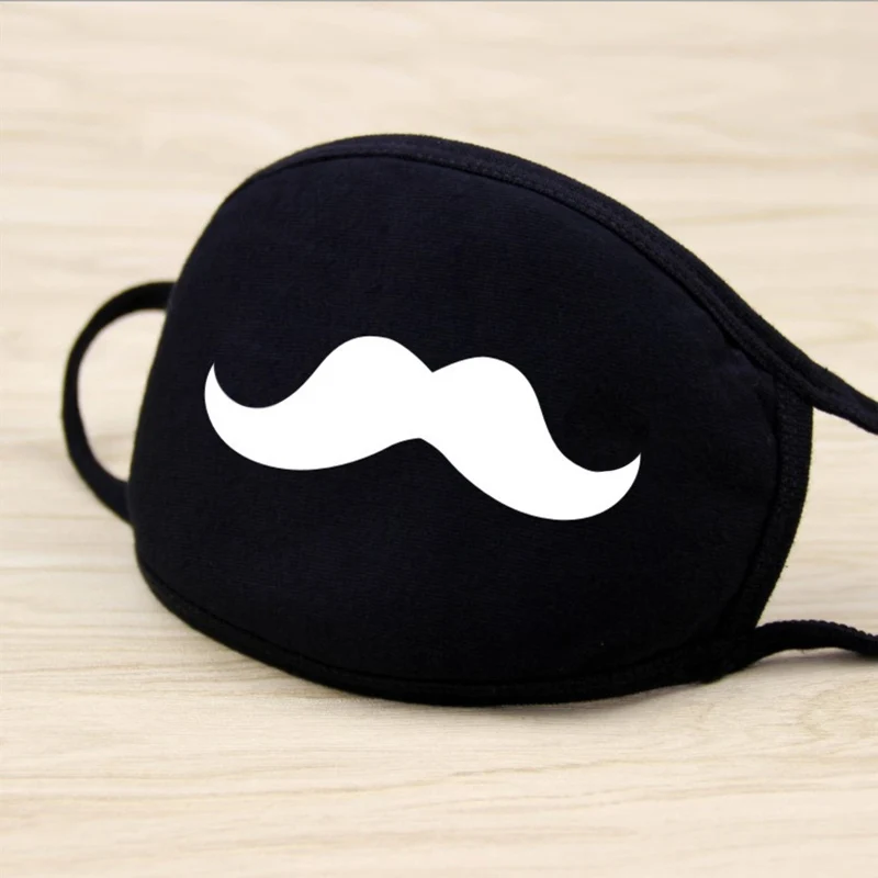 Moustache Многоразовые черные хлопковые Вечерние Маски для лица с рисунком медведя из аниме для велоспорта для мужчин унисекс противопылевые маски с рисунком из мультфильма для женщин - Цвет: Moustache