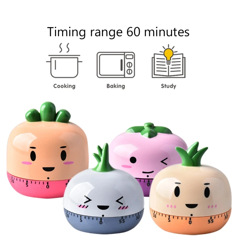 Cute Vegetable Timer Mechanical Wind Up 55 Minutes Kitchen Cooking Alarm Colck 