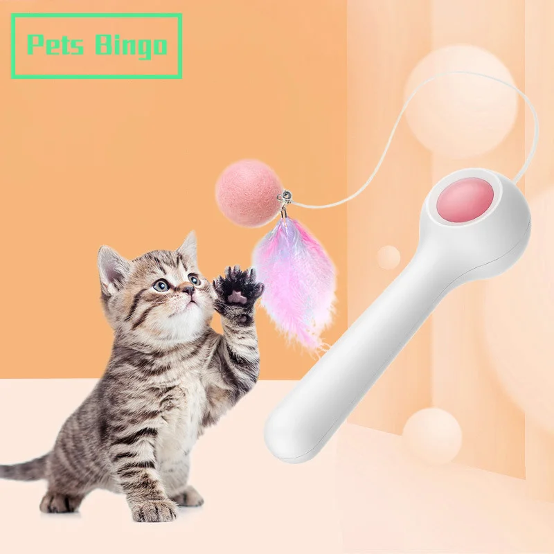 

Pets Bingo 150cm Cat Toys Portable Interactive Cat Teaser Stick Automatic Retractable Funny Cat Stick Multifunction Pet Supplies
