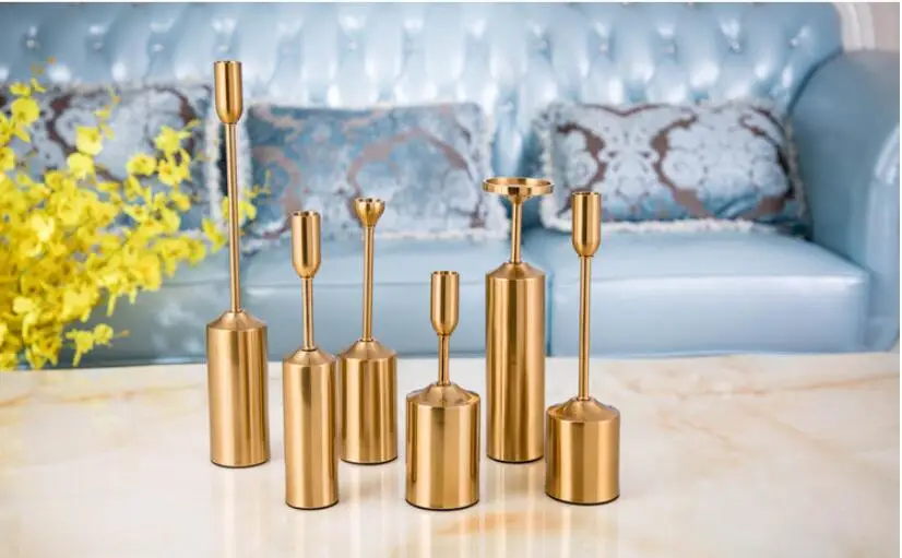

Six-piece decoration European-style retro iron candle holder Crafts wine cabinet TV cabinet bookcase partition decoration