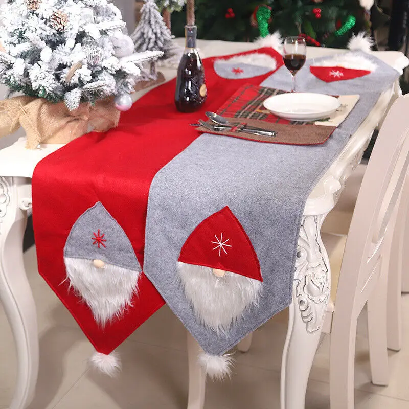 175*35 см рождественские вечерние скатерти для стола с Санта Клаусом, красные и серые скатерти для рождественской столовой, аксессуары для домашнего декора