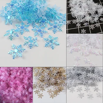 

300pcs/lot Christmas Snow flakes Colorful Snowflake Ornaments Wedding For Home Winter Decor Christmas Wedding Party Supplies