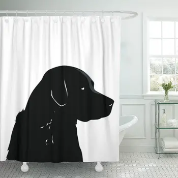 

Shower Curtain Dog Black Lab Animal Companion Man's Best Friend Waterproof Polyester Fabric 72 x 78 inches Set with Hooks