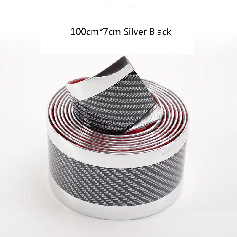 100X7cm Silver Black 1 метр резиновая формовочная полоска резиновая для автомобильной двери педаль отделка бампер DIY порога протектор края защита автомобиля Стайлинг - Цвет: 100X7cm Silver Black