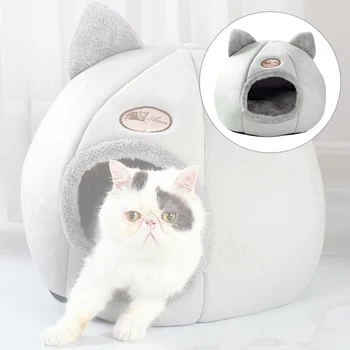 

Soft Plush Deep Sleep Comfort In Winter Cat Bed Little Dogs Basket Cat House Pets Tent Cozy Cave Cat Cushion Mat House Kennel