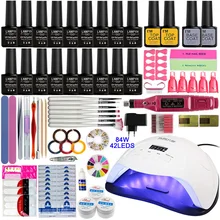 Zestaw do paznokci 84W lampa UV LED do Manicure 18 sztuk zestaw żel do paznokci zestaw usuwanie lakieru W żelu do zestaw nail art suszarka narzędzia(China)
