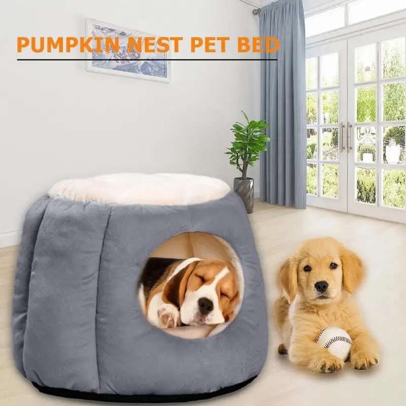Кошка, собака, круглое теплое спальное гнездо, ледяной бархат, PP хлопок, моющийся Мягкий Плюшевый Котенок, щенок, домик для питомцев, складные принадлежности