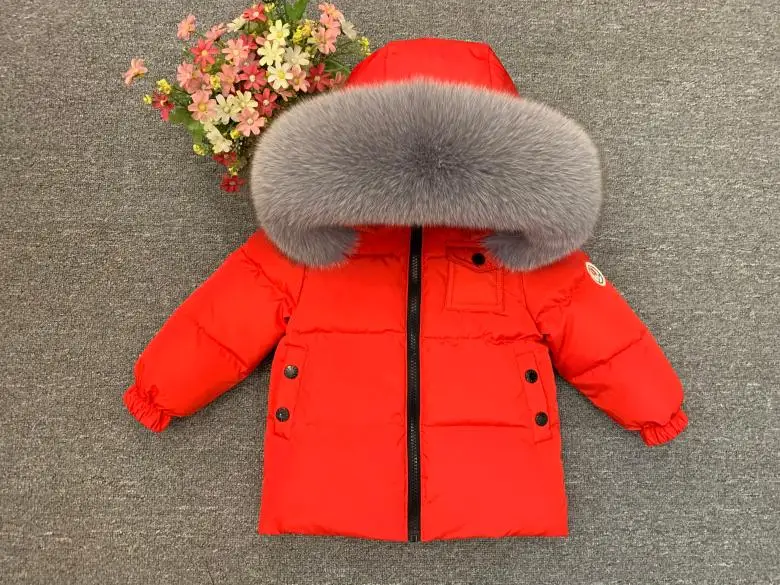 Dollplus/Коллекция года, комплекты детской одежды для русской зимы пуховое пальто для мальчиков и девочек натуральный мех+ штаны, теплый детский зимний комбинезон, лыжный костюм для улицы
