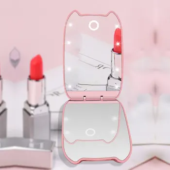 

Hot Mini Led Makeup Mirror 2x HD Magnifier Cosmetic Mirror With Light Portable Foldable Makeup Mirror