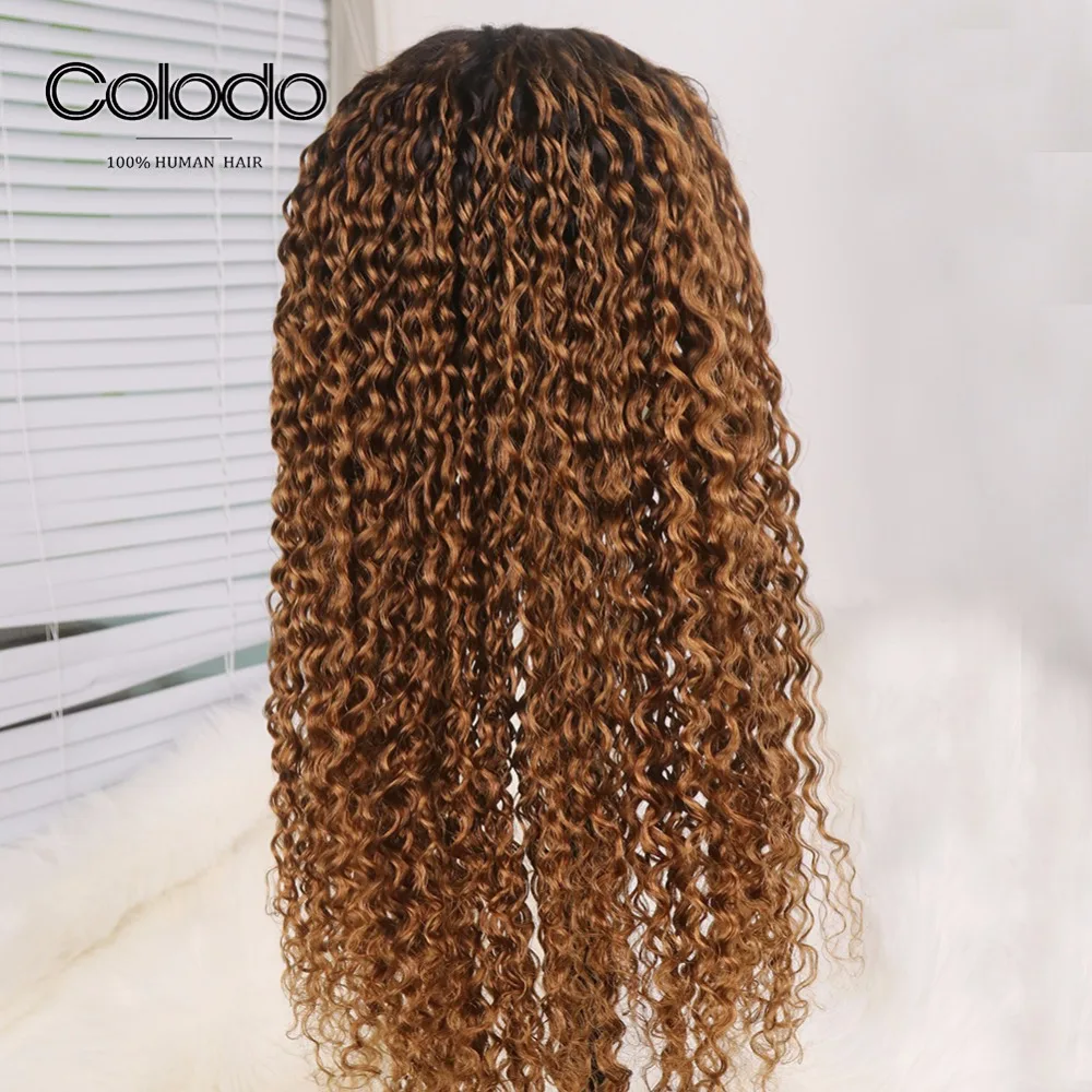 COLODO 99j бордовый 13x4 вьющиеся человеческие волосы парики предварительно вырезанные 150% бразильский Remy коричневые Синтетические волосы на кружеве человеческих волос парики для чернокожих Для женщин