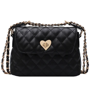 

191230 iVog New Arrival Everyday Ladies Small Messenger Crossbody Handbag Black Quilted Chain Hand Bags for Women 2019