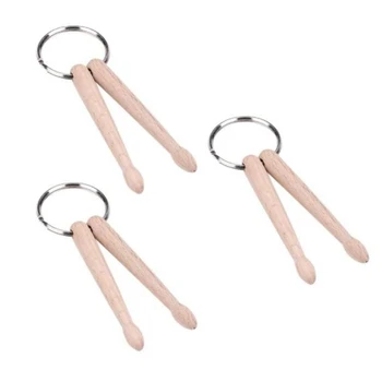 

3 Pcs Mini Wood Drumstick Keychain Drum Stick Key Ring Gift for Drummer Friends Double Drum Stick