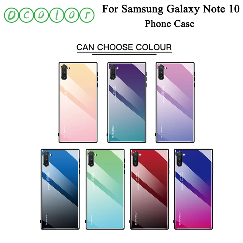 Ocolor для samsung Galaxy Note 10 чехол из закаленного стекла с градиентом противоударный