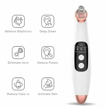 

Electric Blackhead Remover Pore Vacuum Suction Face Cleaner Tool With 6 Suckers ABS PC Three Adjustable Suction Levels