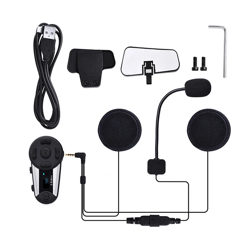 FULL-V6 Plus 6 Rider мотоциклетный Bluetooth шлем гарнитура 1200 м FM светодиодный полнодуплексный беспроводной домофон