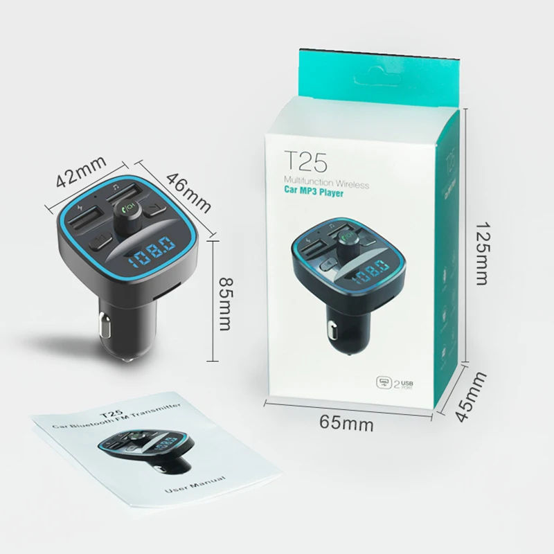 T25S Bluetooth FM Transmitter Auto MP3 Player USB Stick KFZ SD Freisprechanlage