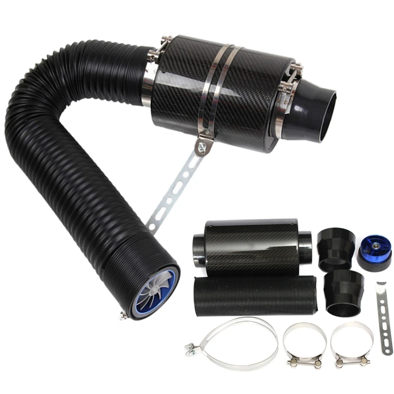 

3 Inch Universal Car Cold Air Intake System with Fan Racing Carbon Fiber Cold Feed Induction Kit Air Intake Kit