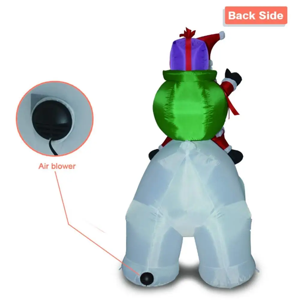 2m Polar Bear Inflatable Santa Can Shake The Head Christmas Riding Polar Bear Garden Christmas Decoration Riding Polar Bear Sant