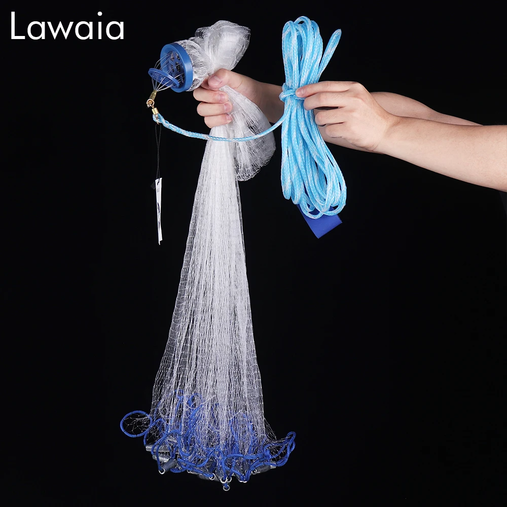 

Lawaia Easy throw Cast Net Diameter 2.4M-7.2M American Style Fishing Net Small Mesh Outdoor Sports Fish Trap Network