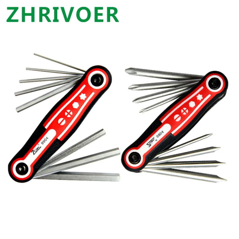 8-in-1 folding hex wrench screwdriver set universal hex box star combination outdoor maintenance tool