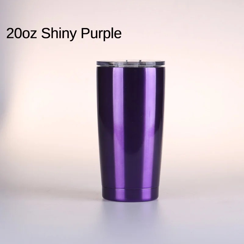 shiny purple 20oz Нержавеющая сталь стакан-Премиум-Качества с двойными стенками вакуумной изоляцией из нержавеющей стали для путешествий Кофе кружка-горячих и холодных напитков - Цвет: shiny purple