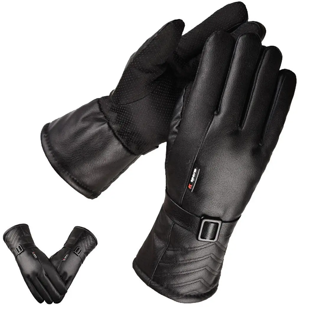 Men Motorcycle Leather Gloves Waterproof Anti-slip Common type, Sport type 30cm Gloves Winter Activity, 25cm