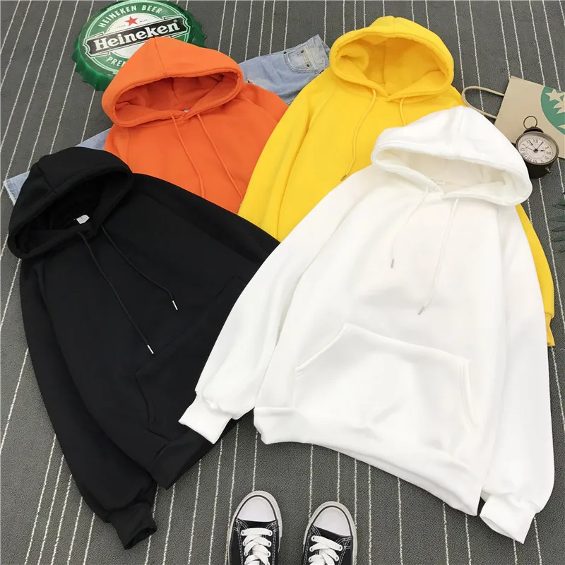 

2019 Spring Autumn Women Solid Color Korea Version Plus Size Hoody Thick Student Coat Female Pullover Office Lady Casual Fleece