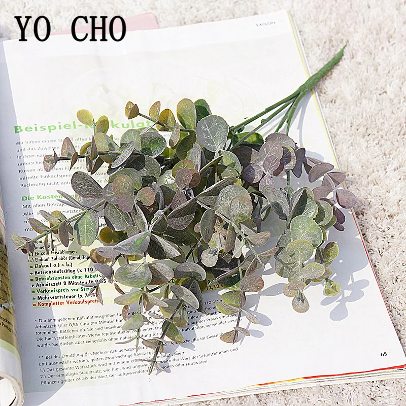 YO CHO искусственные зеленые пластиковые листья Eucylaptus для свадебной вечеринки декоративные аксессуары Искусственные листья DIY Ремесло Декор пластиковые листья