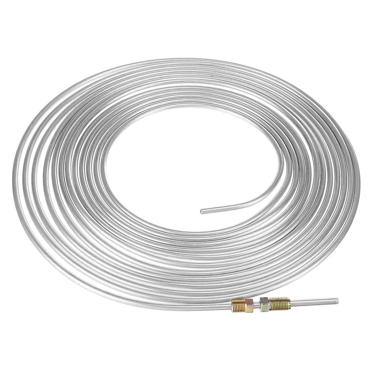 7.62M Car Roll Tube Coil of 3/16"OD Steel Zinc Brake Pipe Hose Line Piping Tube Tubing Anti-rust with 15PCS Nuts Fittings