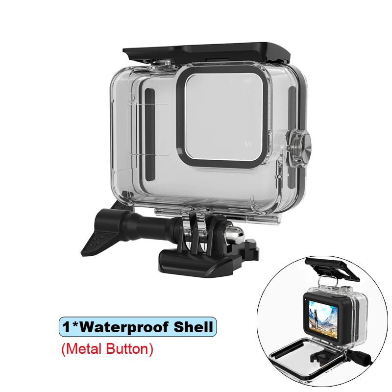 60 м подводный водонепроницаемый чехол для GoPro Hero 8 защитный чехол Корпус черный объектив камеры фильтры 60 м Дайвинг Плавательный набор - Цвет: Waterproof Shell A