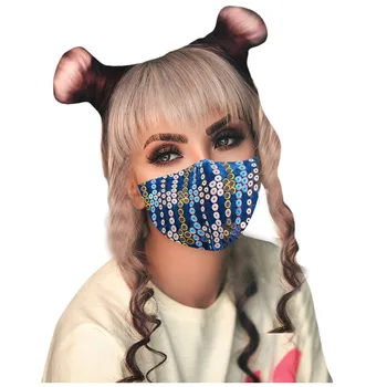 

2020 Fashion Dust cover Adult Spangle Paillette Washable Reusable Protect Face breathable Comfortable and soft Mask 2PCS