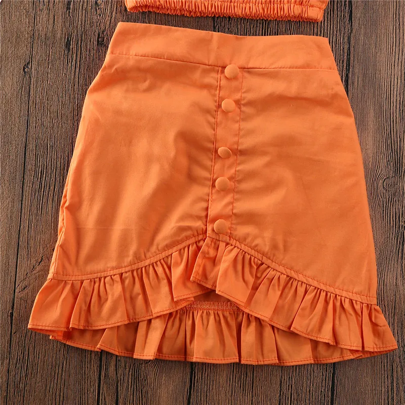 Girls Orange Skirt Set 6