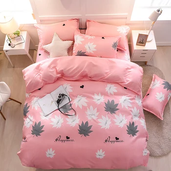 

Thumbedding Marple Leaves Bedding Set Girls Romantic Fresh Pink Duvet Cover King Queen Full Twin Single Unique Design Bed Set