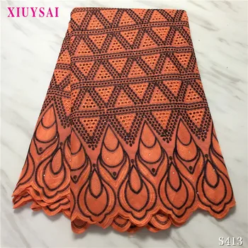 

XIUYSAI Nigerian African Cotton Lace Fabric High Quality Swiss Voile Lace In Switzerland Punch 100% Cotton For Wedding K412