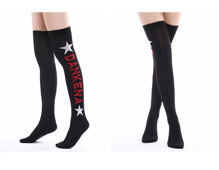 Dankena Lettered Star Stripes Knee Socks Japanese-style Students Street Skateboard Popular Brand Western Style Stockings Women's