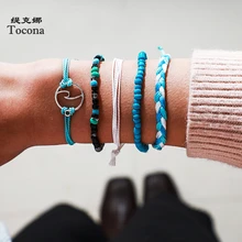 Tocona 5 шт./компл. малышек богемский разноцветный Браслеты с бисером пустотелые геометрические сплетенный вручную Модные украшения для Для женщин аксессуары 9659