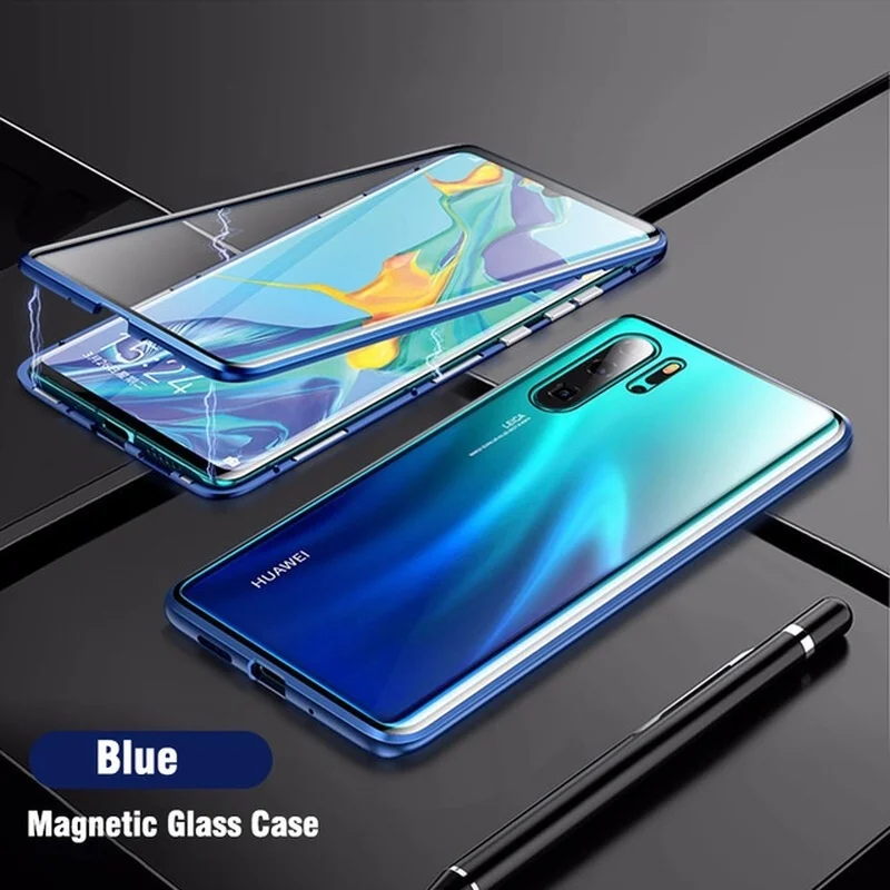 360 магнитный чехол для huawei P30 P20 mate 20 Pro Lite 20X чехол из закаленного стекла с защитой от ударов