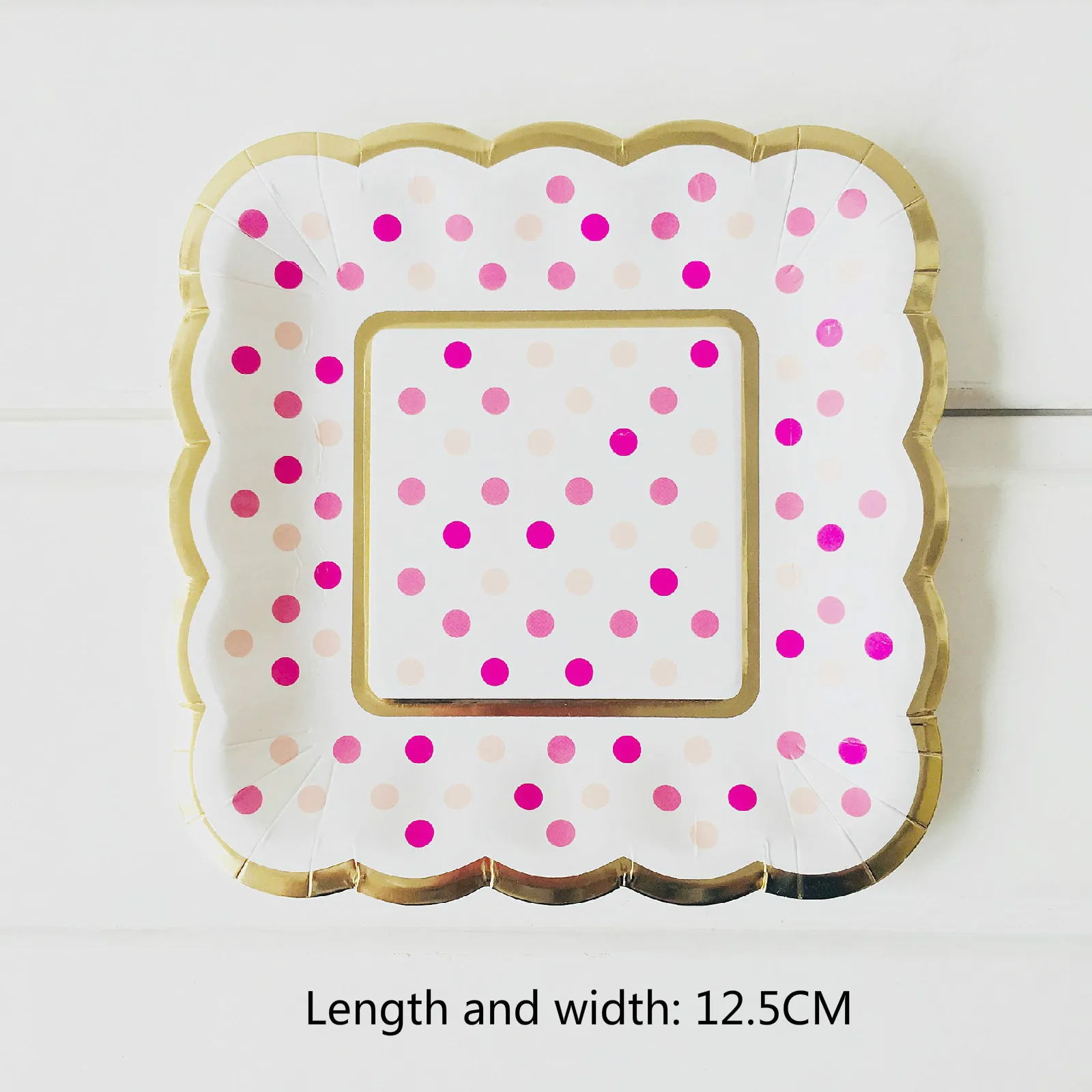 8pcs White pink 8 шт одноразовая посуда набор Одноразовая бумажная тарелка горячего тиснения цветные точки для Декор на свадьбу День рождения вечерние принадлежности - Цвет: 8pcs White pink