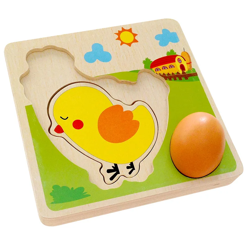 Children's wooden toys chicks hens spawning process puzzle board kindergarten preschool education early education toys 0.55
