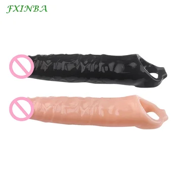 FXINBA 28cm Huge Penis Sleeve Bigger Cock Extender Sleeve Extended Dick Enlargement Reusable Condom Adult Sex Toys For Men 5