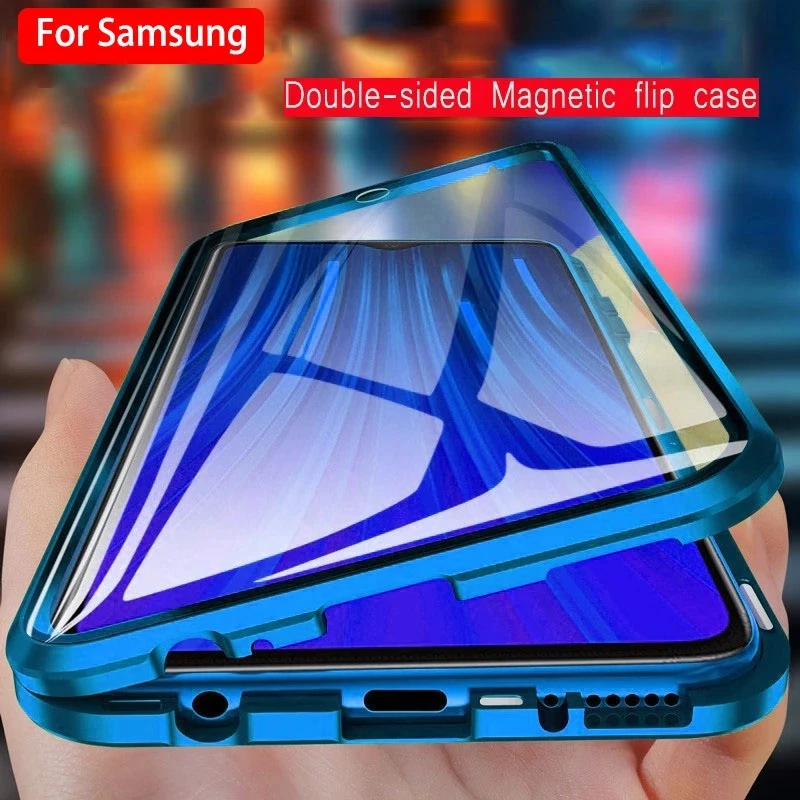 

Magnetic Metal Case For Samsung Galaxy A52 A32 A12 A11 A50 A70 A71 S21 Plus Ultra A72 A51 M51 M31 M21 Double Sided Glass Cover